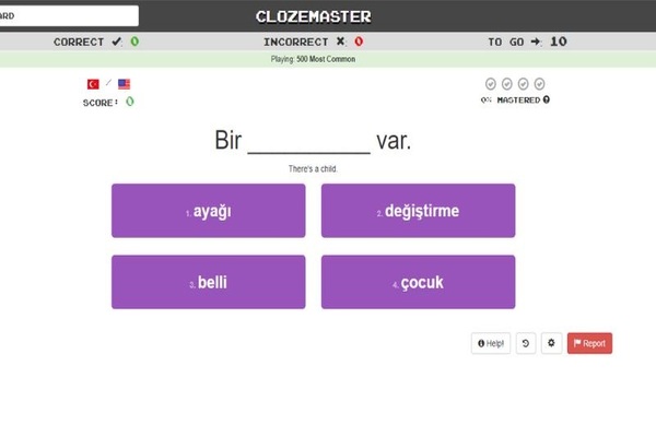 clozemaster؛ فلش کارت آنلاین یادگیری زبان ترکی استانبولی